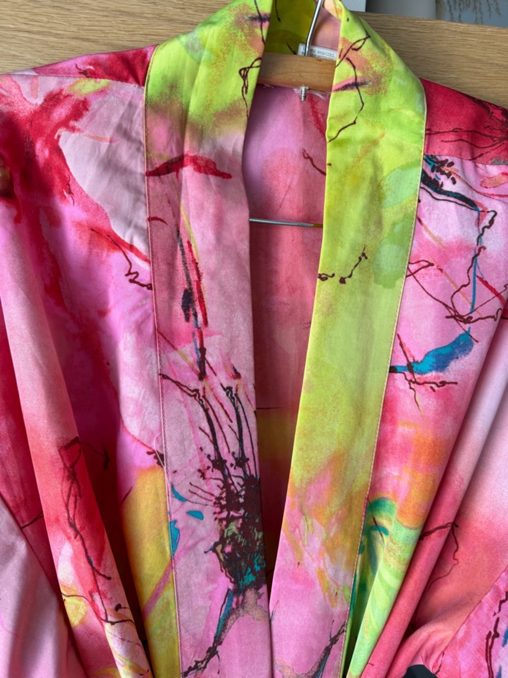 Natori Vibrant Radiance Satin Robe Marble Print Kimono Robe size L - Picture 5 of 7